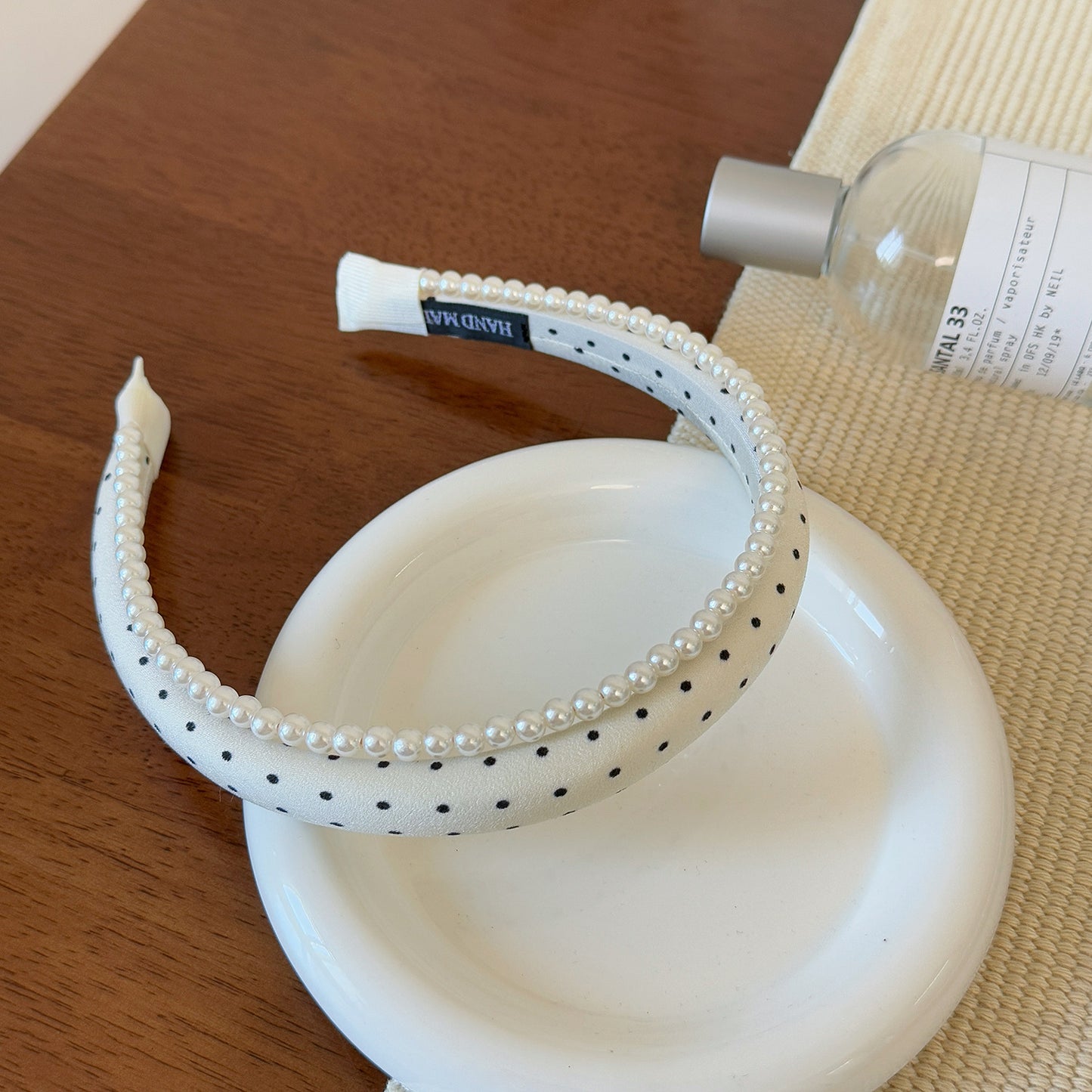 Black & White Polka Pearl Headband