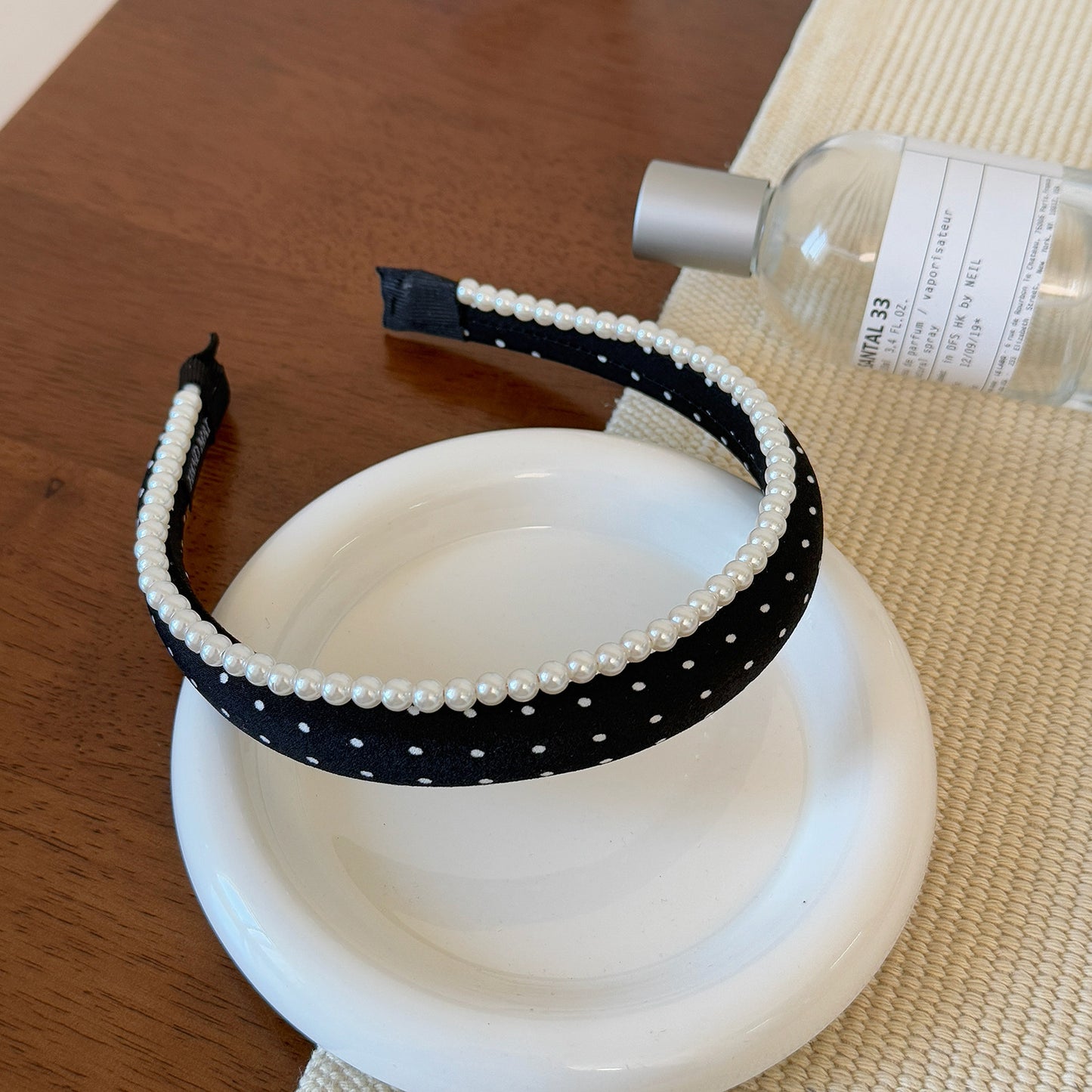 Black & White Polka Pearl Headband