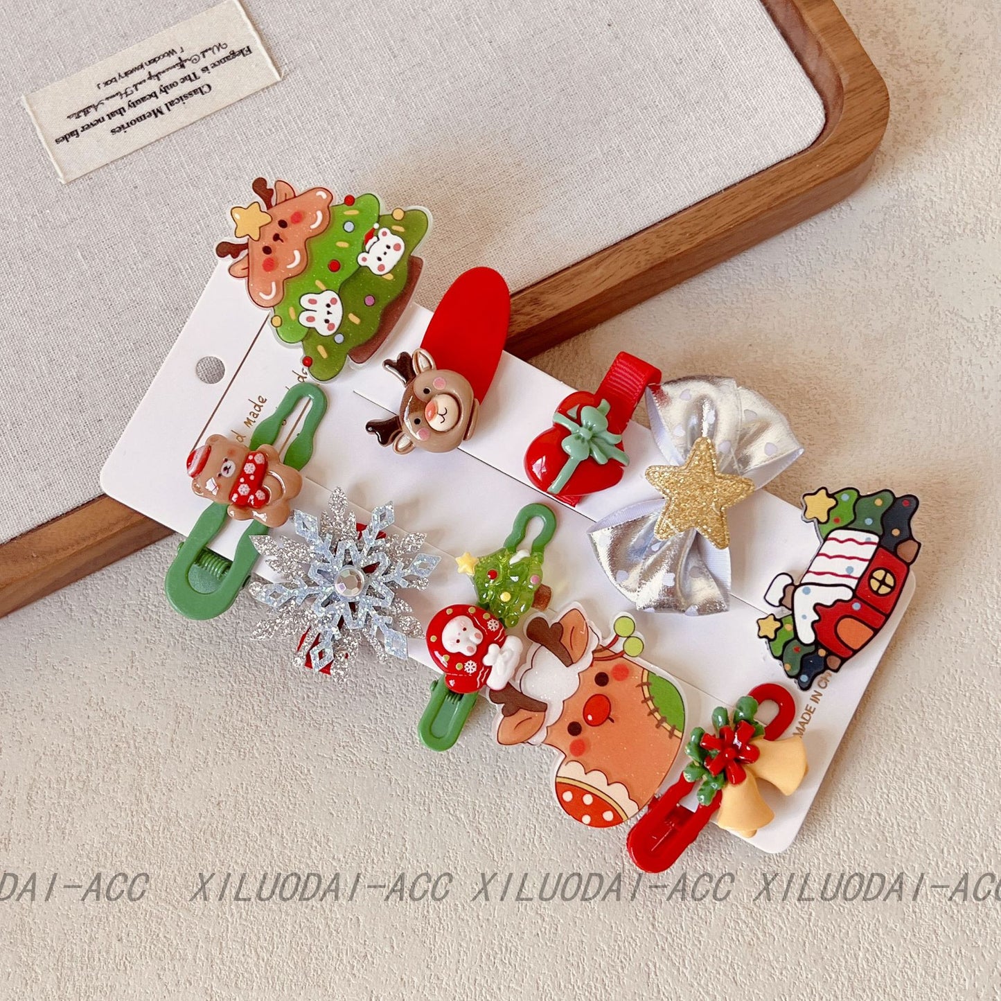 Kids Christmas Santa Hair Clip Set