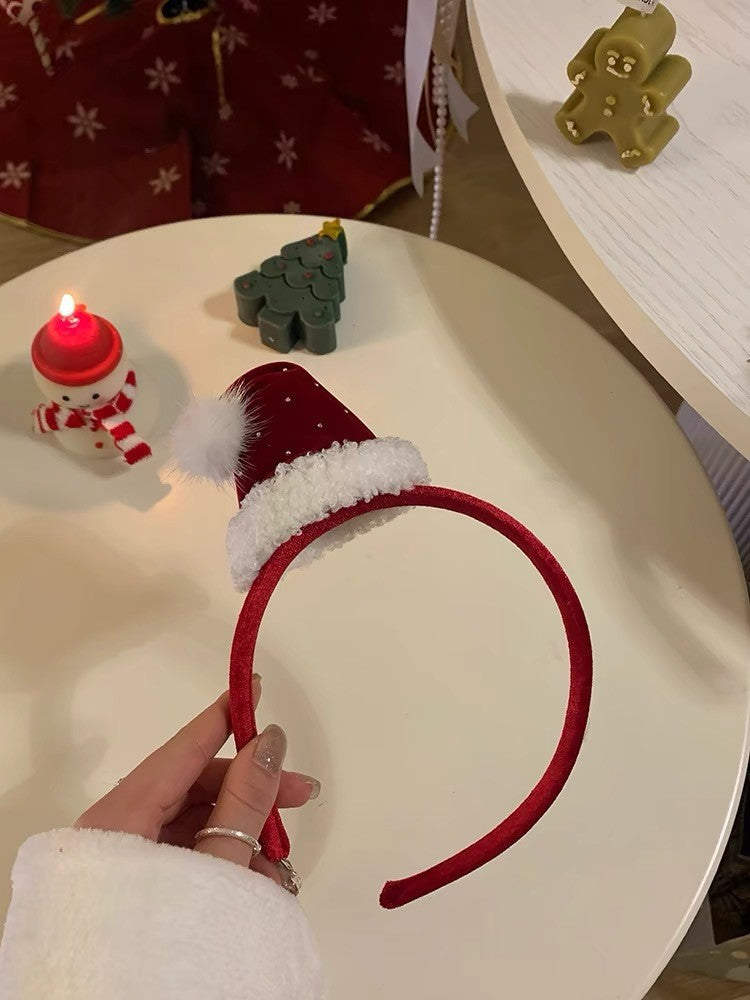 Red Christmas Hat Plush Headband