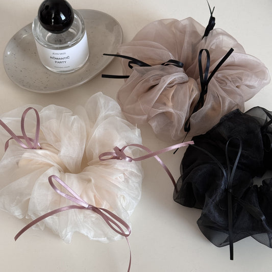 Ballet Ribbon Bow Tulle Scrunchie