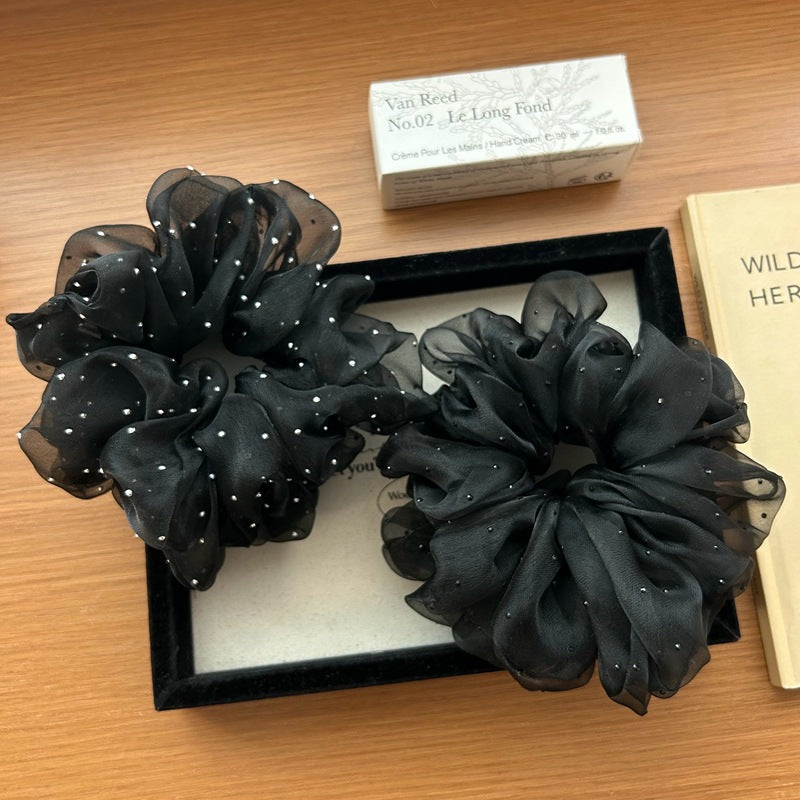Large Rhinestone Organza Hair Scrunchie