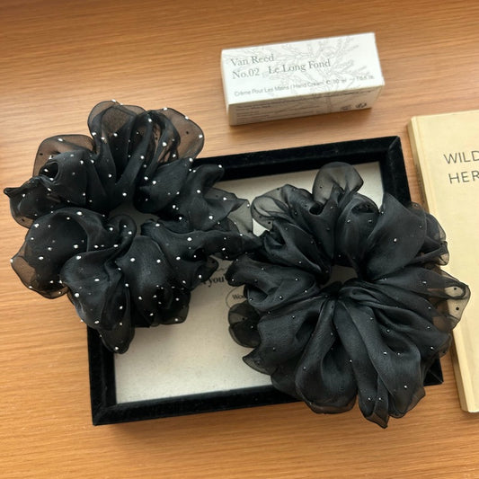 Large Rhinestone Organza Hair Scrunchie