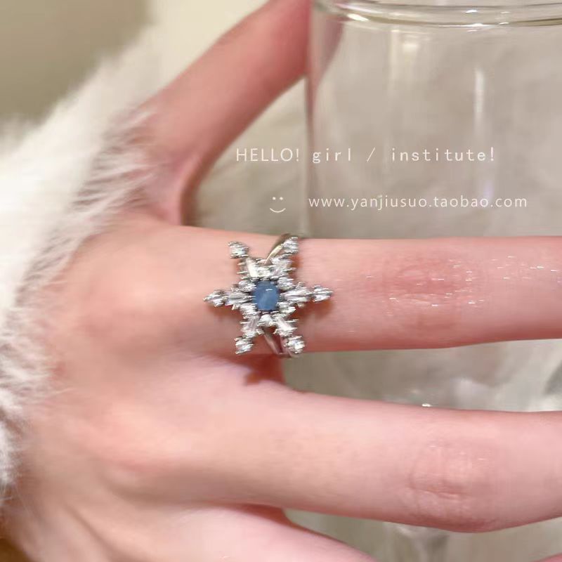Blue Zircon Snowflake Ring