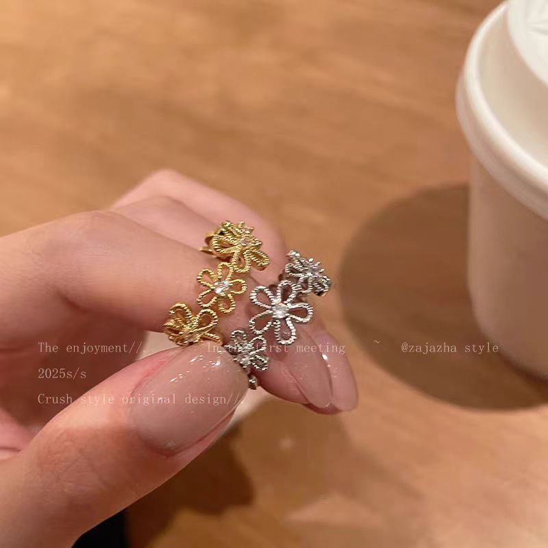 Vintage Lace Flower Open Ring