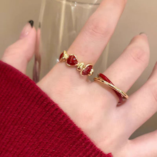 Red Enamel Open Ring
