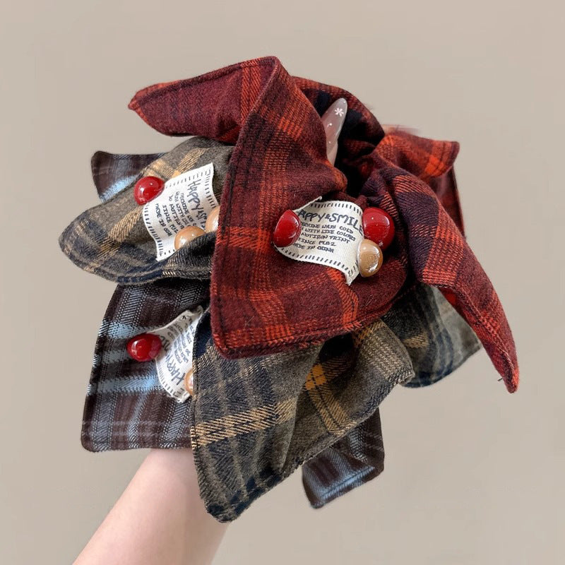 Korean Plaid Scarf Hair Scrunchie