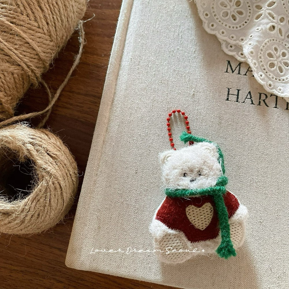 Santa Bear Felt Keychain