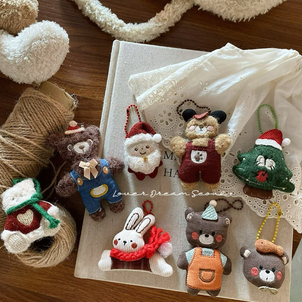 Santa Bear Felt Keychain