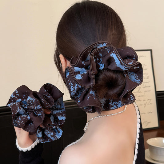 Forest Blue Floral Hair Scrunchie