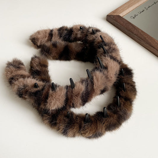 Korean Vintage Leopard Plush Headband