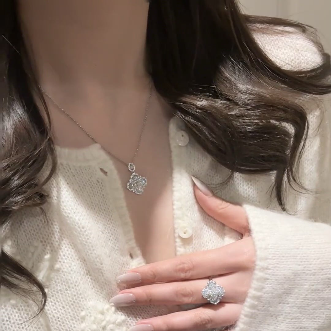 Moonlit Whisper – Cat’s Eye Pearl Clover Set