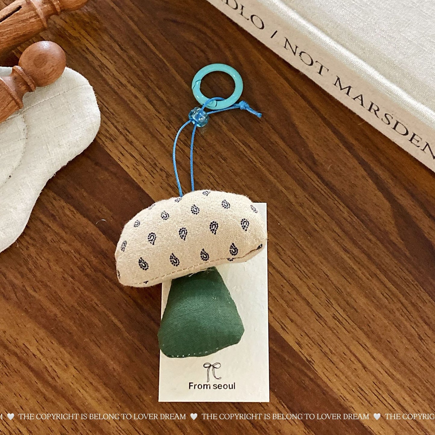 Padded Mushroom & Dog Keychain