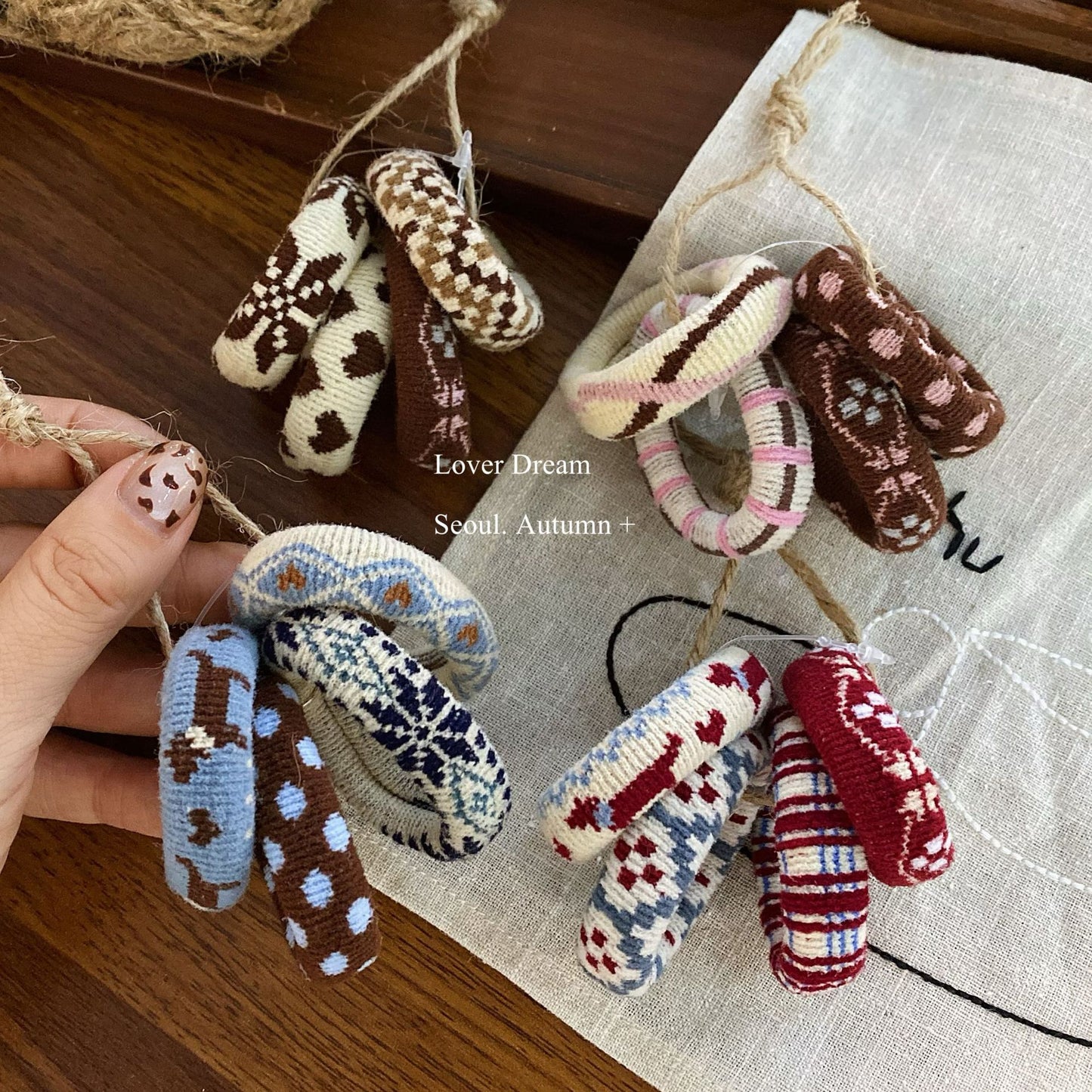 Set of 4 Ethnic Towel Hair Ties