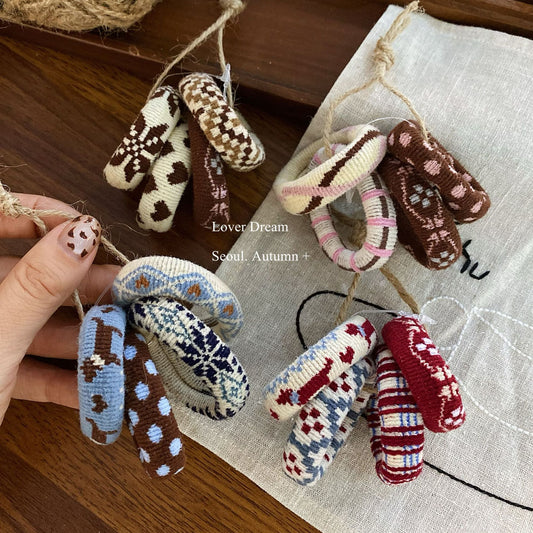 Set of 4 Ethnic Towel Hair Ties