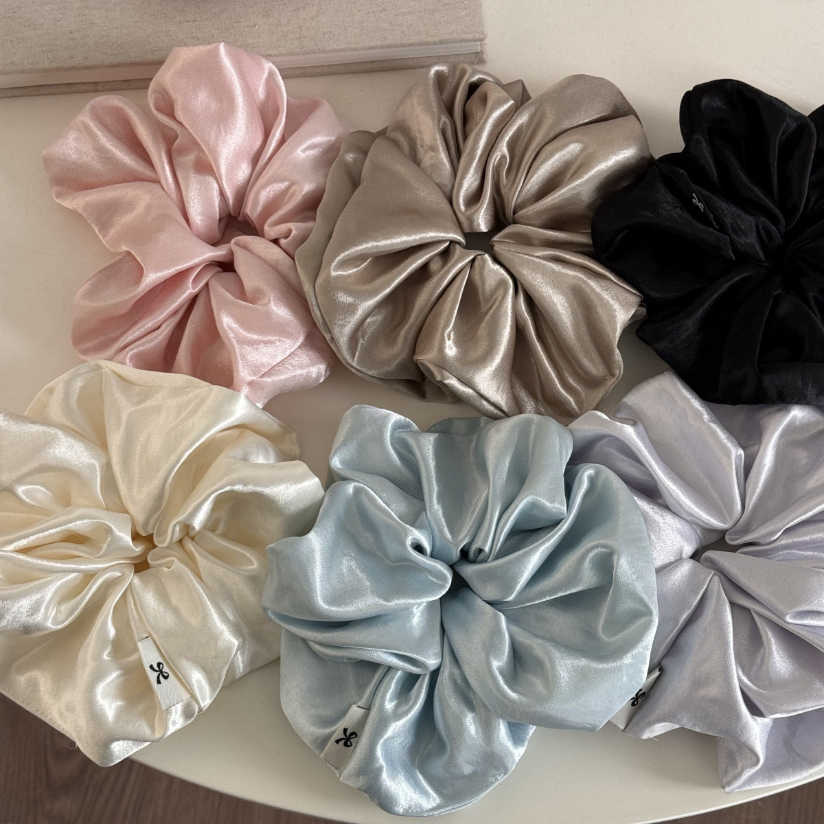 Cream Satin Oversized Scrunchie