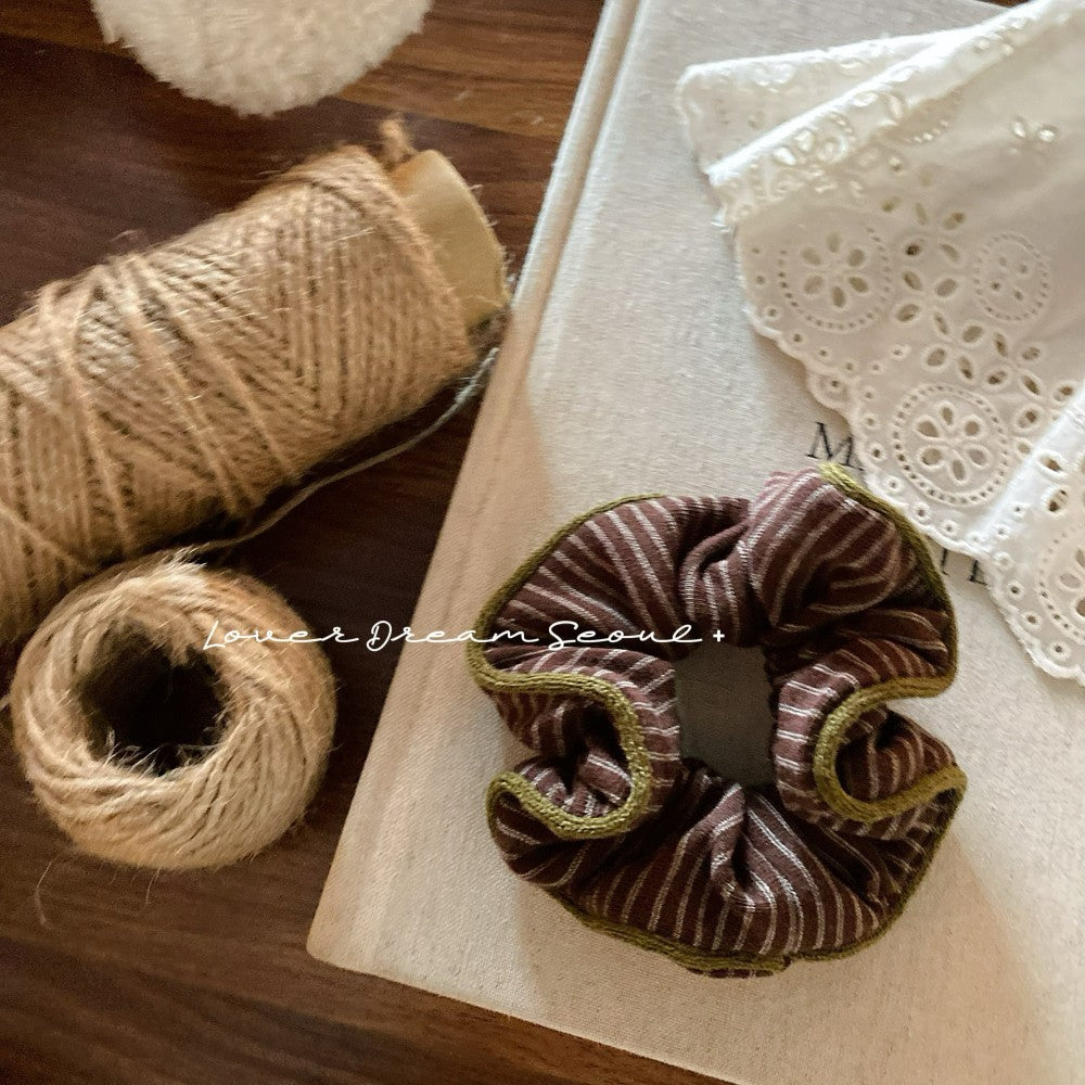 Brown & Ginger Stripe Bow Scrunchie