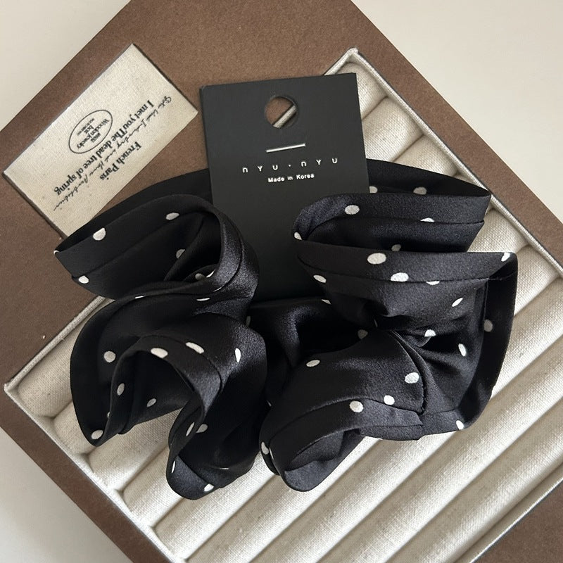 Polka Dot Satin Scrunchie