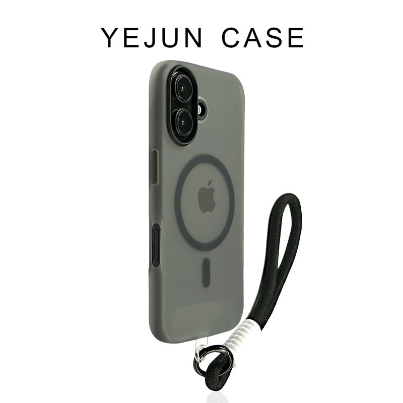 Color Block Magnetic Jelly iPhone Case with Wrist Strap