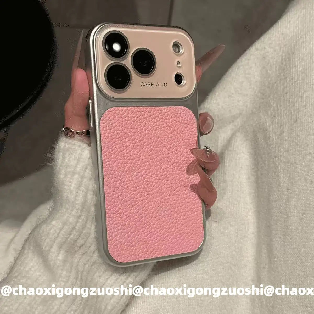 Vintage Litchi Texture Metal Frame iPhone Case