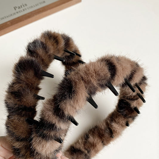 Korean Vintage Leopard Plush Headband