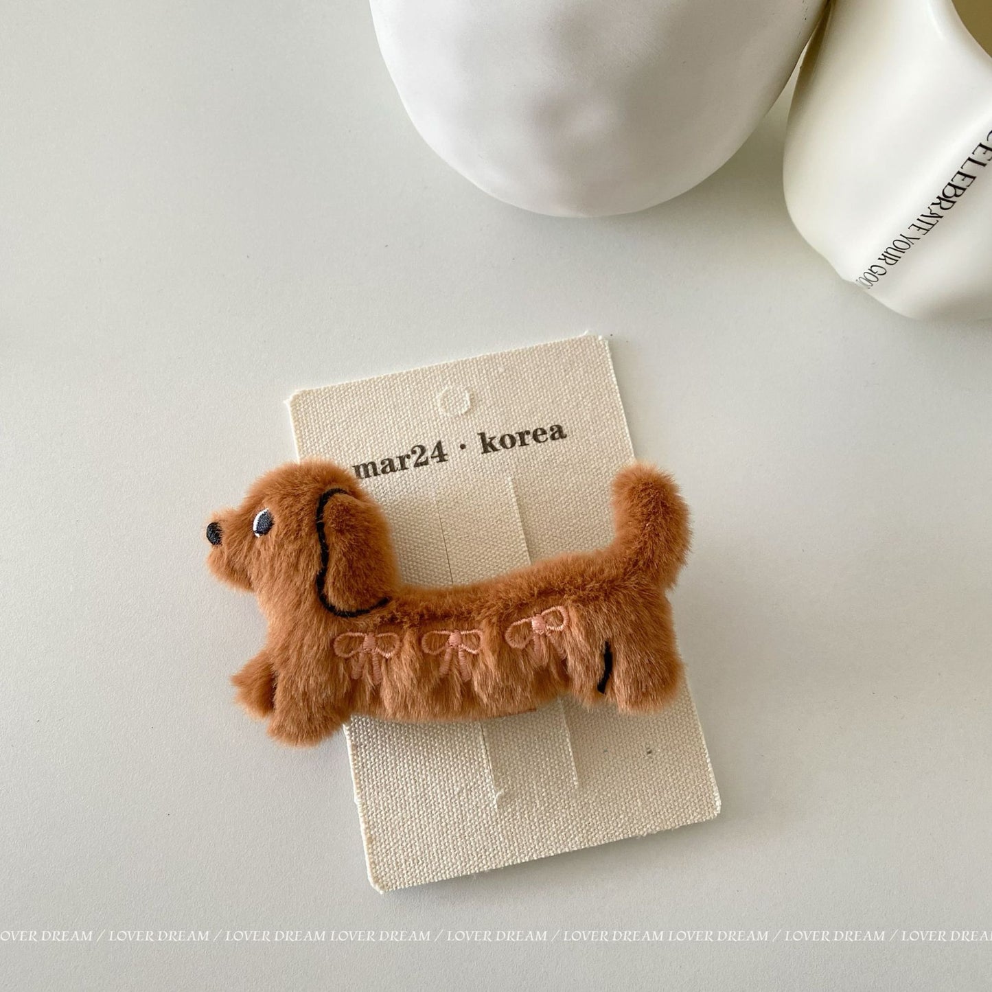 Cartoon Plush Dachshund Hair Clip