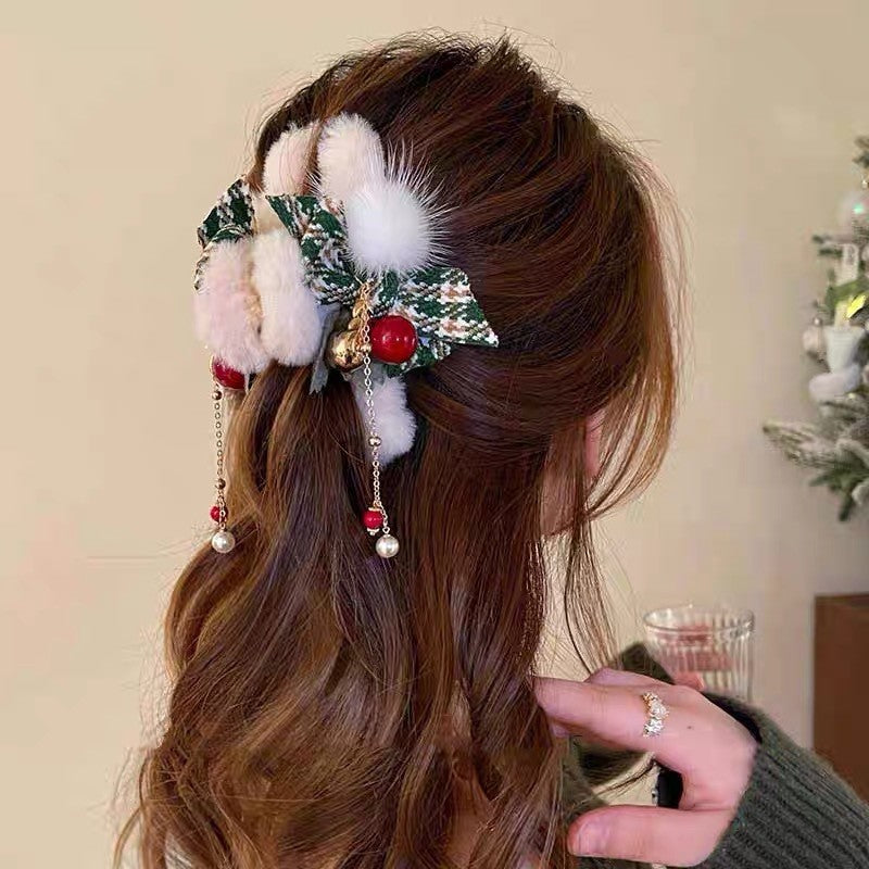 Autumn Winter Bow Hair Claw Clip