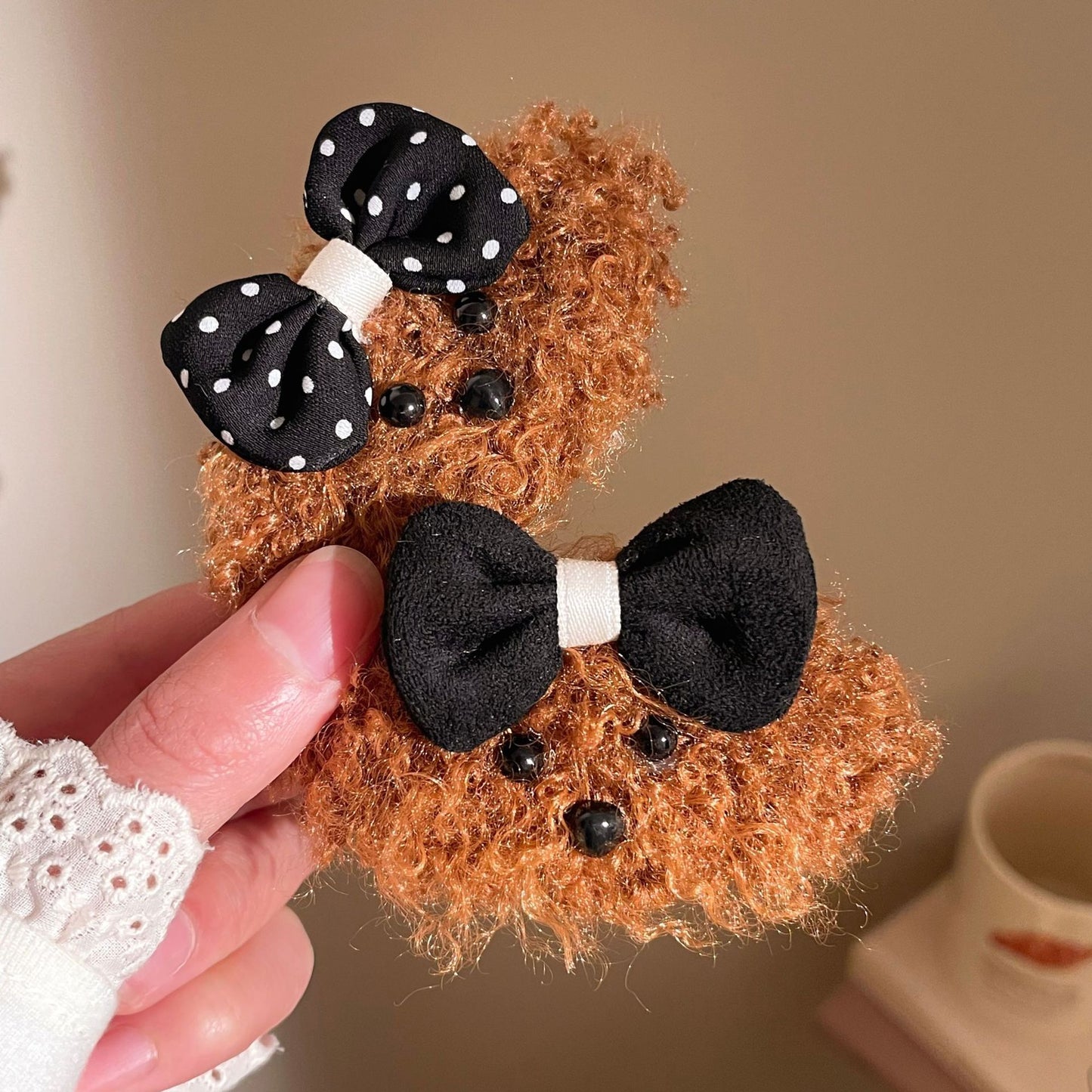 Cute Teddy Dog Bow Hair Clip