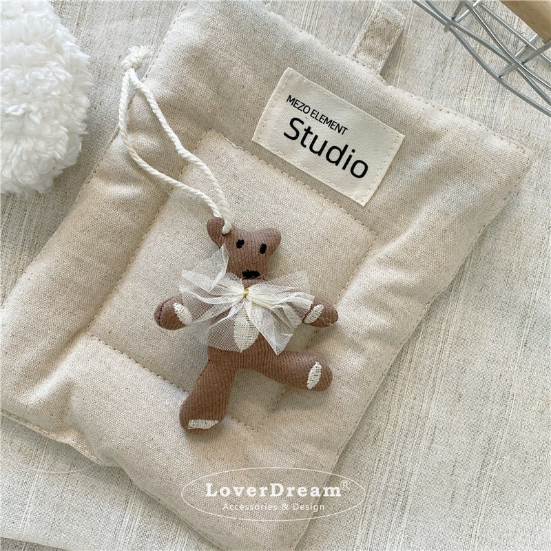 Fabric Bear Swan Dog Keychain