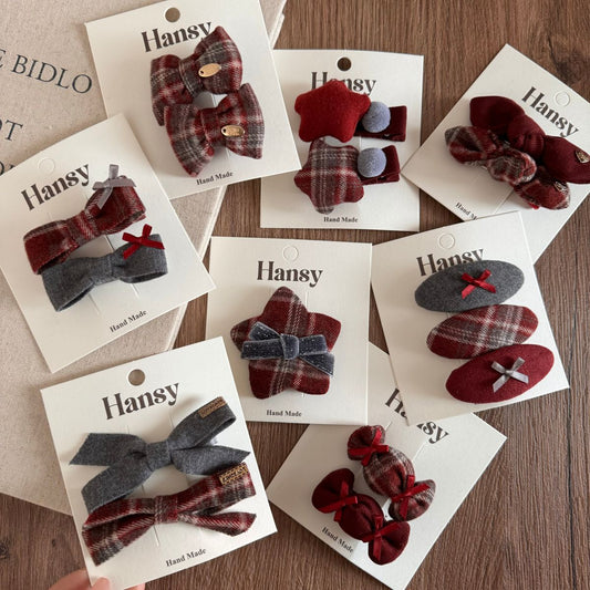 Red Plaid Star Bow Hair Clip
