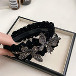 Black Pleated Bow High-Top Headband