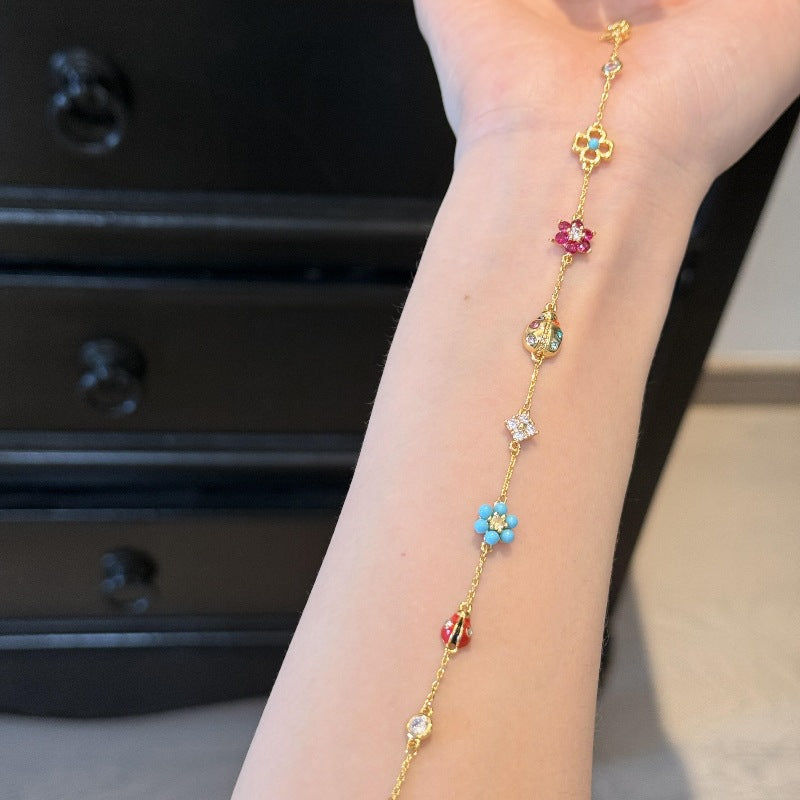 Colorful Flower Ladybug Jewelry Set