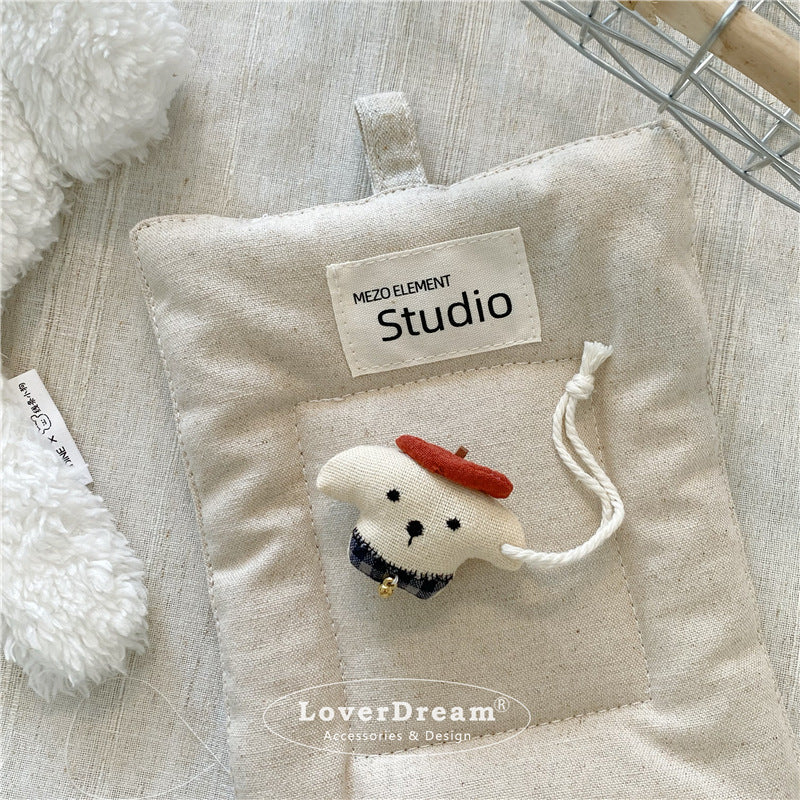 Fabric Bear Swan Dog Keychain