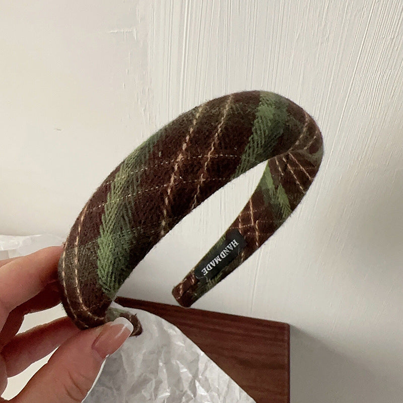 Dark Green Quilted High-Crown Headband