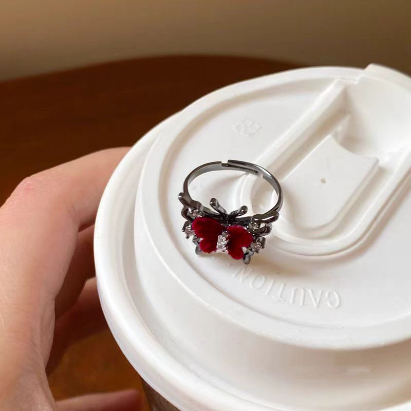 Gothic Butterfly Flower Ring