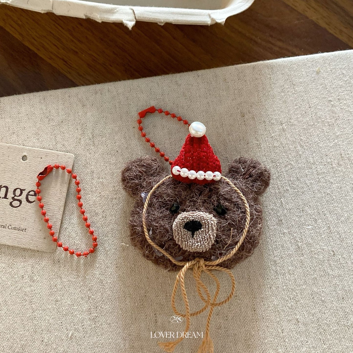 Red Christmas Bear & Cherry Keychain