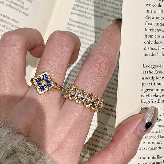 Petal Veil — Hollow Lace Floral Gold-Plated Silver Ring