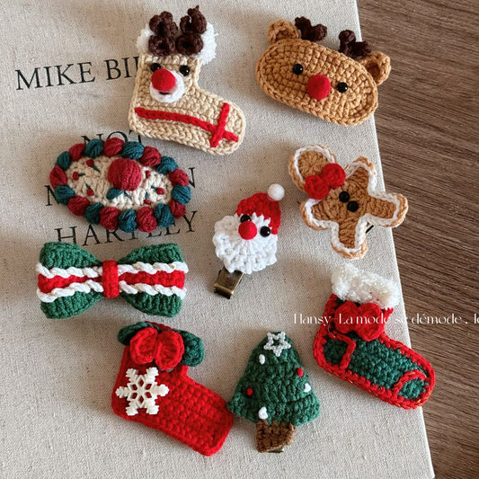 Cute Christmas Knit Hair Clip