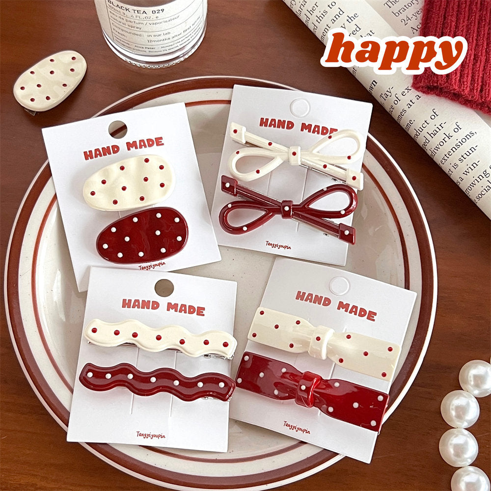 Vintage Polka Dot Bow Hair Clip