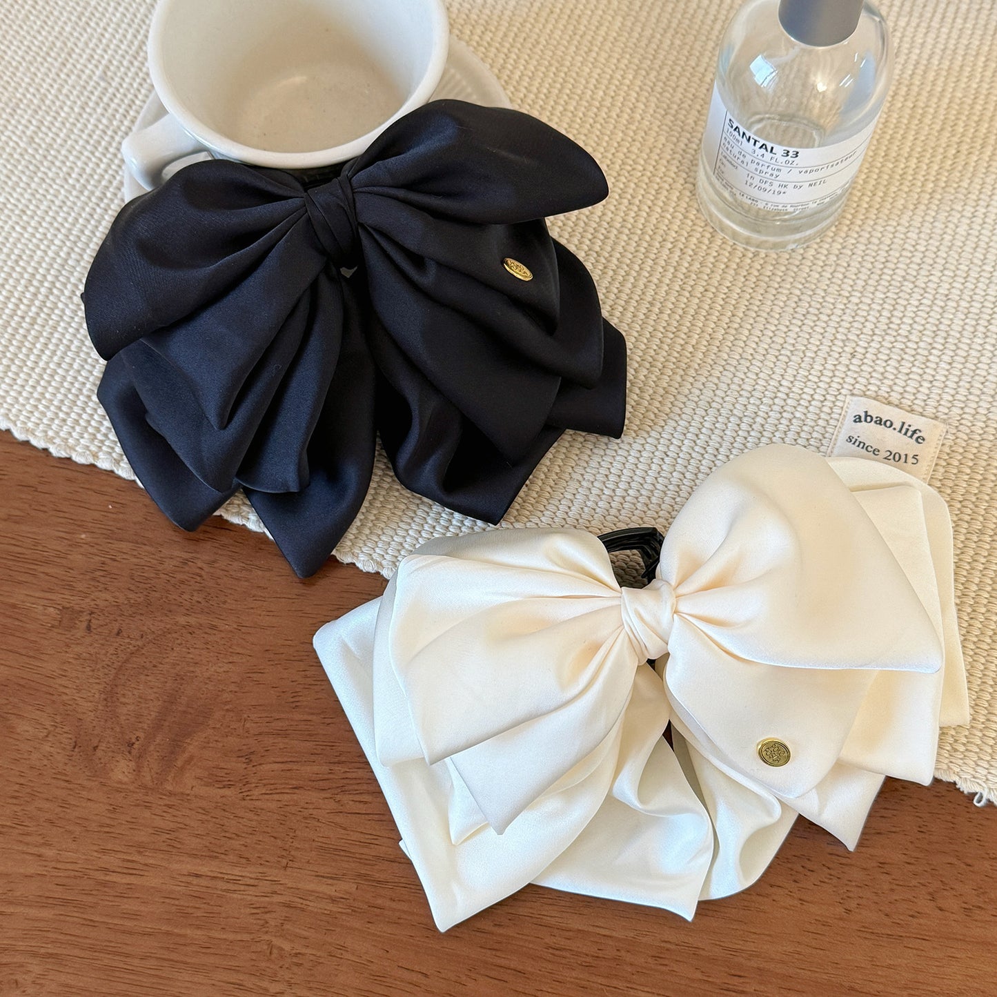 Satin Bow Layered Ponytail Clip