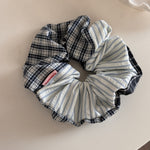 Two-Tone Stripe Plaid Handcrafted Scrunchie
