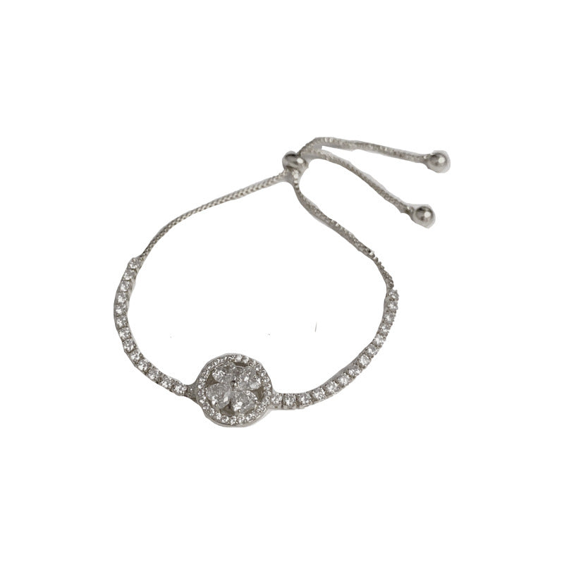 Twilight Clover — Rotating Zircon Adjustable Bracelet
