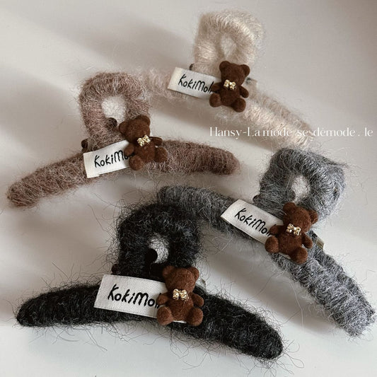 Autumn Winter Plush Bear Hair Claw