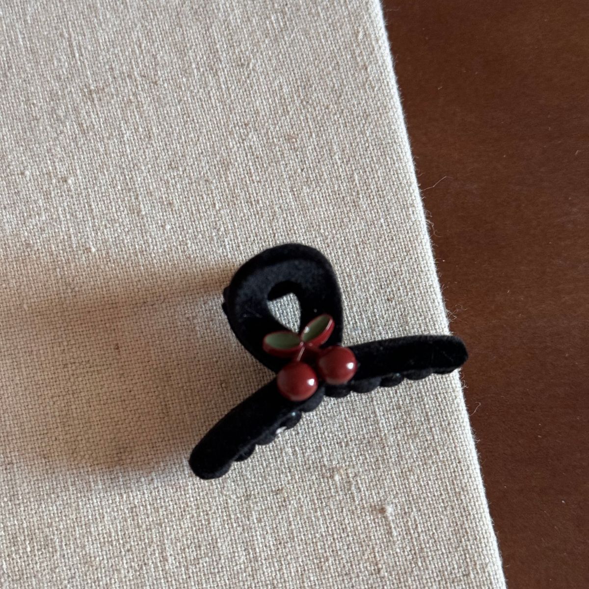 Cherry Velvet Hair Clip