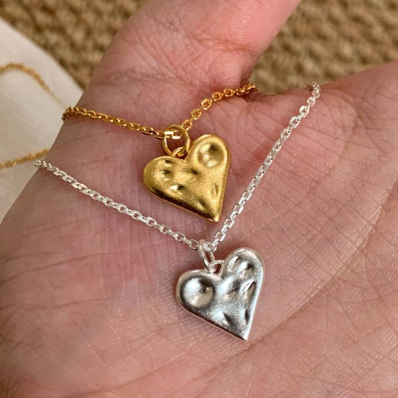 Matte Hammered Heart Necklace