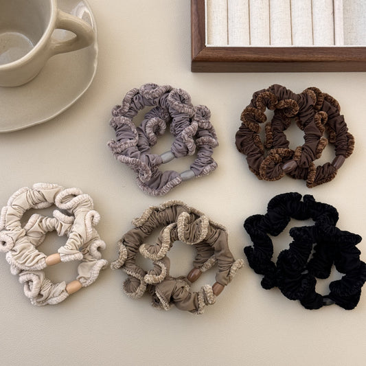 Fuzzy Ruffle Hair Scrunchie