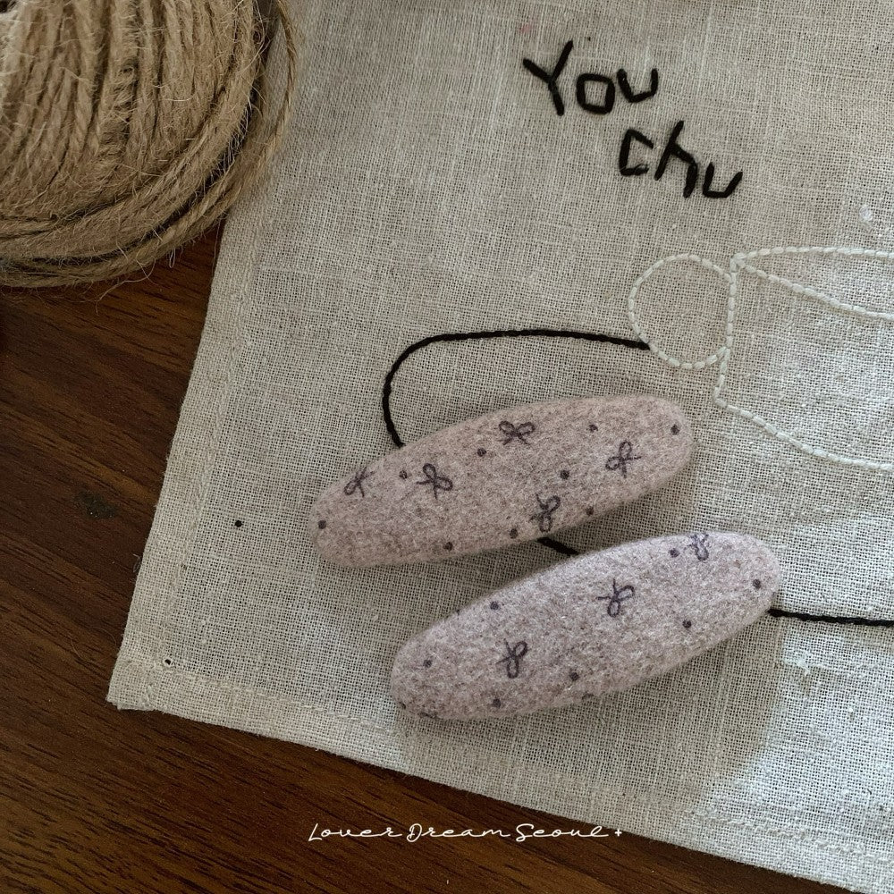 Bow Wool BB Hair Clip