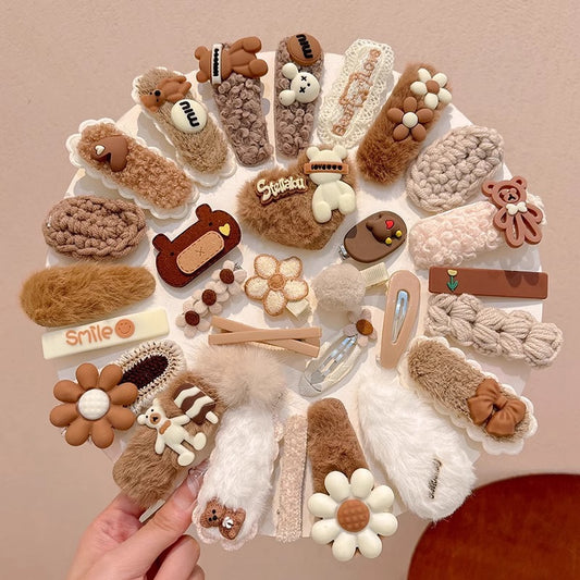 Cream Plush Hair Clip for Kids