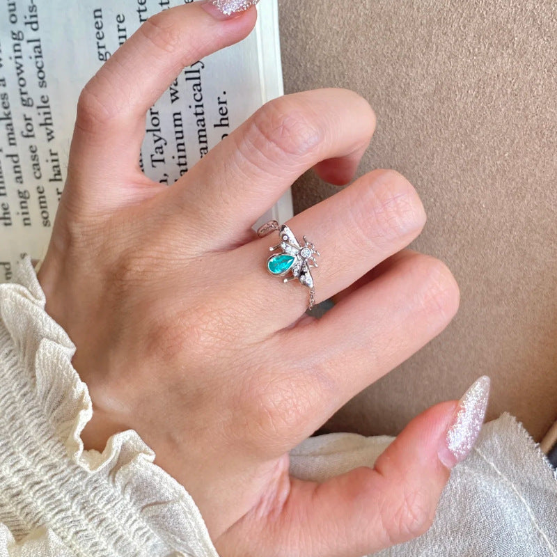 Aquamarine Bee Tassel Jewelry Set