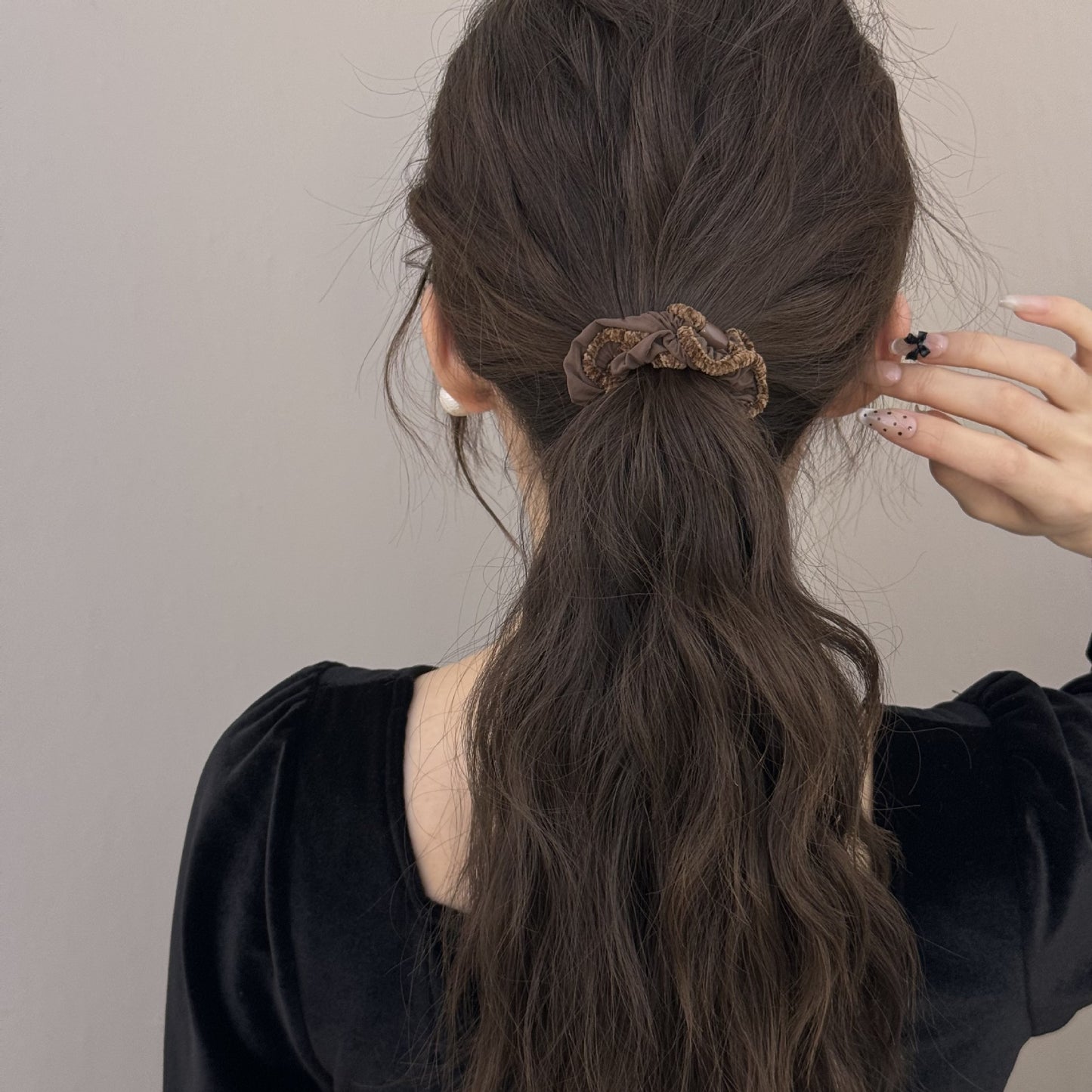 Fuzzy Ruffle Hair Scrunchie